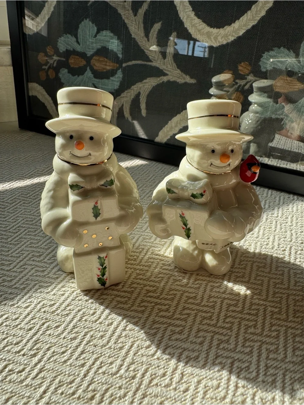 Lenox Happy Holly Days Snowman Salt & Pepper Shaker Set 4.1” with Original Box